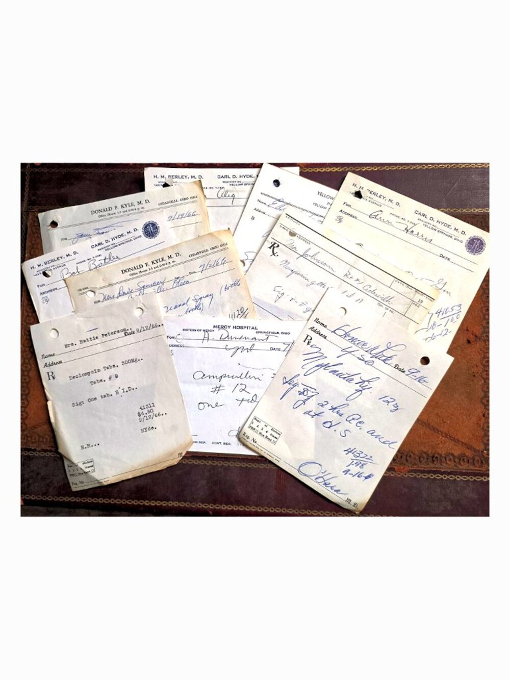 10 Rx Prescriptions 1960s Handwritten Vintage Ephemera Drug Pharmacy Scripts